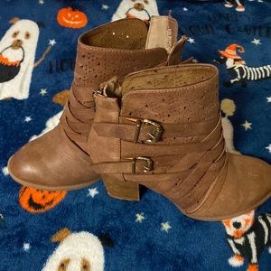 Brown heeled booties